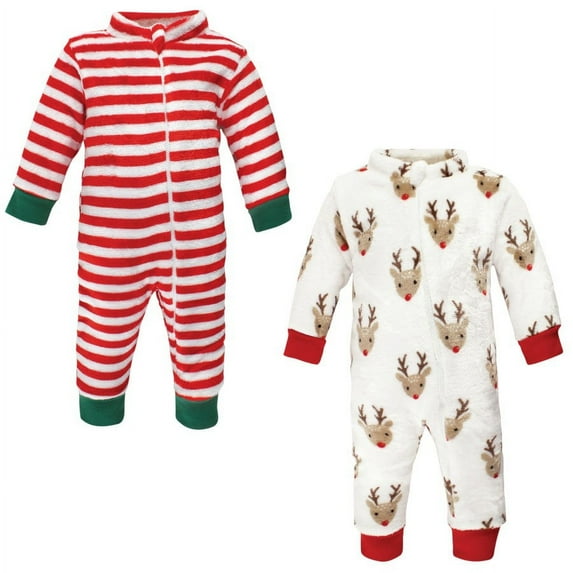 Hudson Baby Unisex Baby Plush Jumpsuits, Rudolph, 0-3 Months