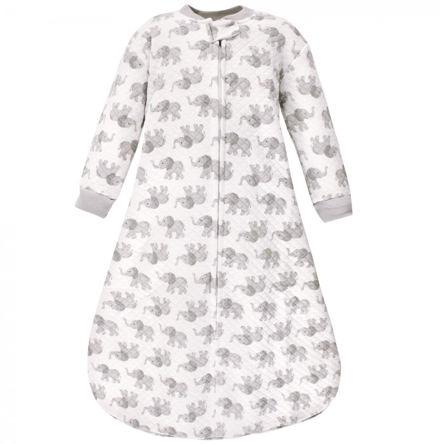 Hudson Baby Unisex Baby Premium Quilted Long Sleeve Sleeping Bag and Wearable Blanket, Gray