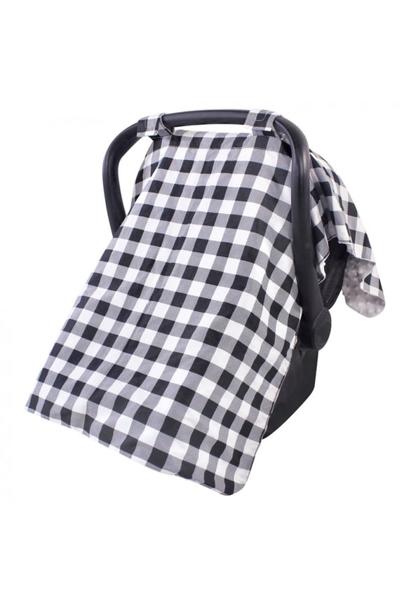 Unisex Baby Reversible Car Seat and Stroller Canopy, Black Plaid, One Size