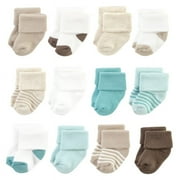 Hudson Baby Unisex Baby Socks, Teal and Brown Stripe