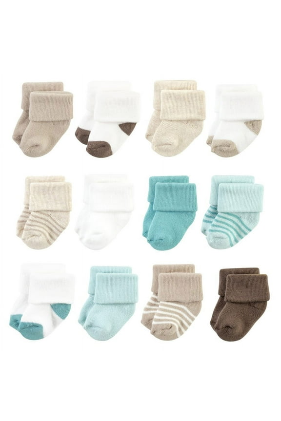 Unisex Baby Socks, Teal and Brown Stripe