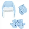 thumbnail image 1 of Hudson Baby Unisex Baby Trapper Hat, Mitten and Bootie Set, Blue Elephant, 6-12 Months, 1 of 7