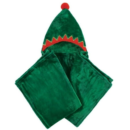 Hudson Baby Unisex Baby and Toddler Hooded Animal Face Plush Blanket, Elf, One Size