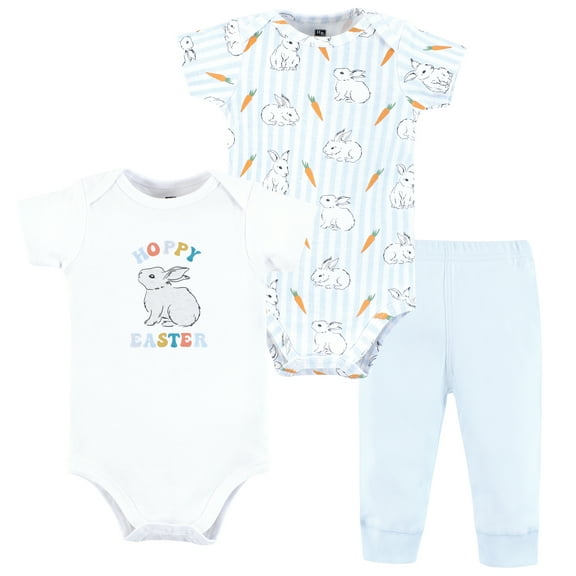 Hudson Baby Unisex Cotton Bodysuit and Pant Set, Hoppy Easter, Preemie