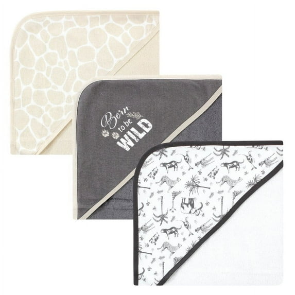 Hudson Baby Unisex Cotton Rich Hooded Towels, Vintage Safari, One Size