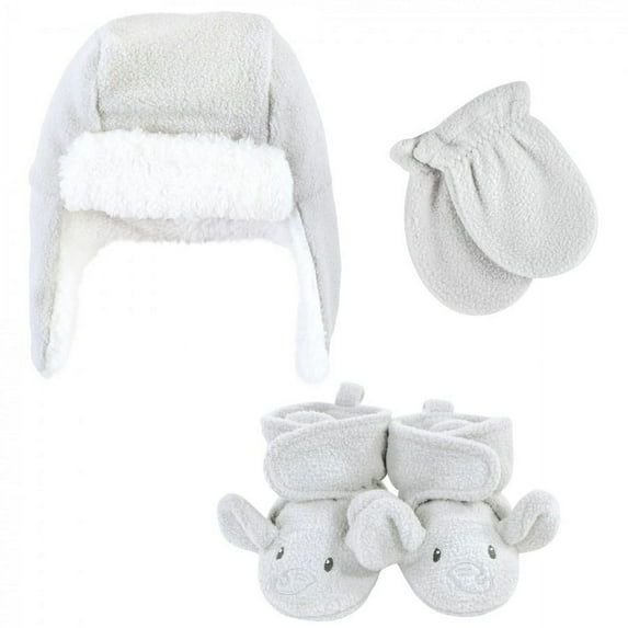 Hudson Baby Unisex Cozy Hat, Scarf & Glove Set, Gray Elephant, 3-Piece