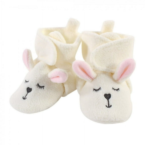 Hudson Baby Unisex Kids Cozy Fleece Booties, Non-Skid, Modern Bunny, 0-6 Months