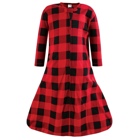 Hudson Baby Unisex Long Sleeve Cotton Jersey Sleeping Bag, Buffalo Plaid, 0-6 Months