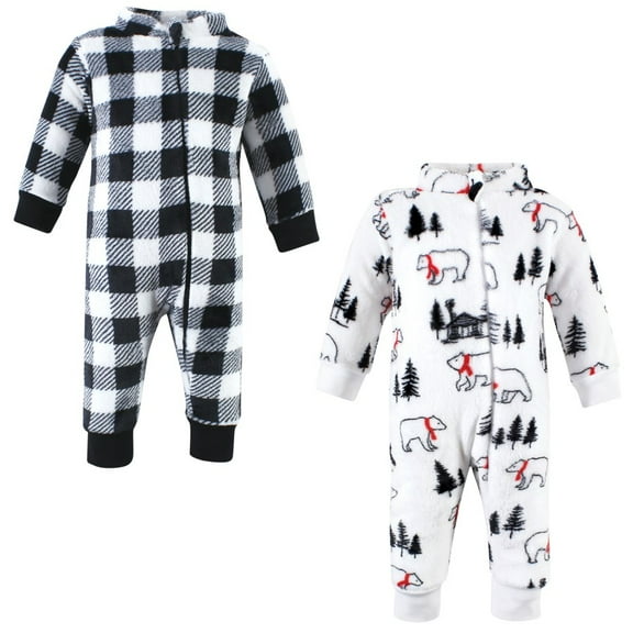Hudson Baby Unisex Plush Jumpsuits, Winter Bear, 3-6 Months
