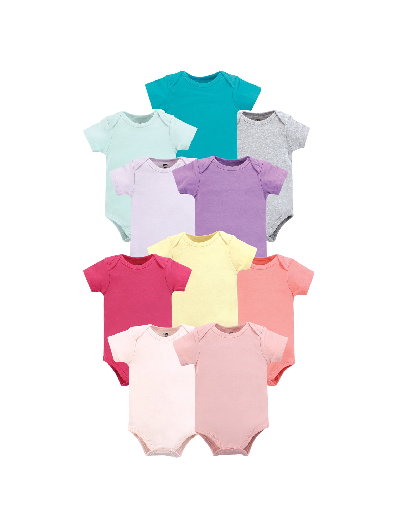 Hudson Baby Unisex Short Sleeve Bodysuits, 10-Pack, Sizes Newborn-24 Months