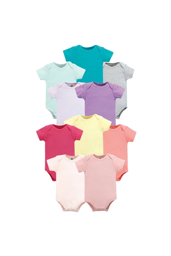 Unisex Short Sleeve Bodysuits, 10-Pack, Sizes Newborn-24 Months