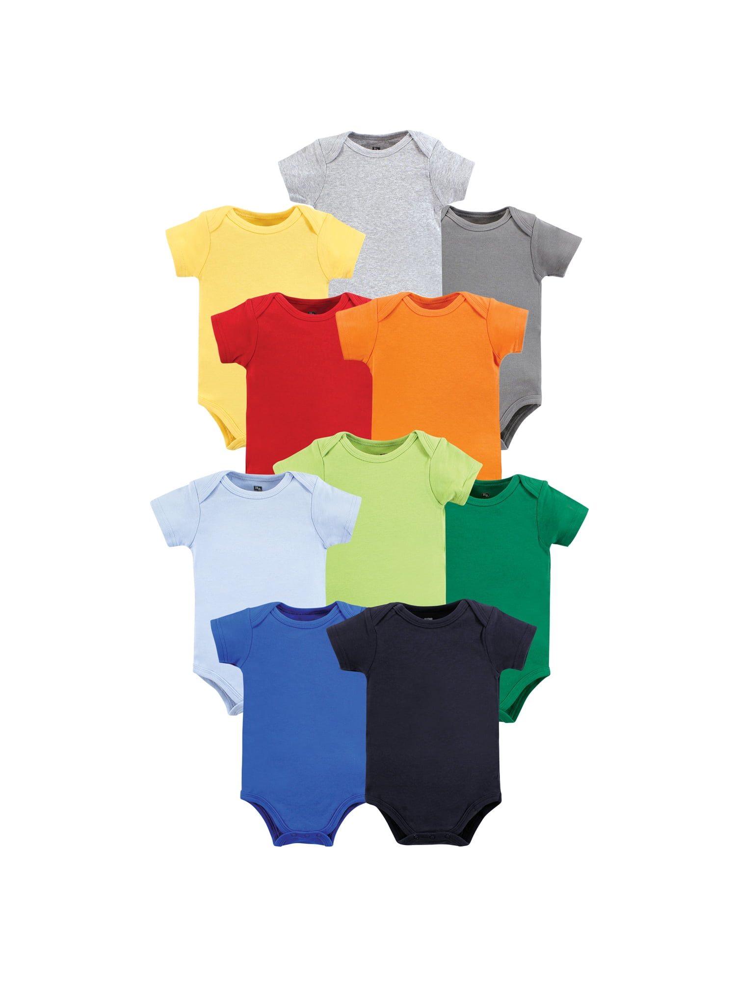 Hudson Baby Unisex Short Sleeve Bodysuits, 10-Pack, Sizes Newborn-24 Months