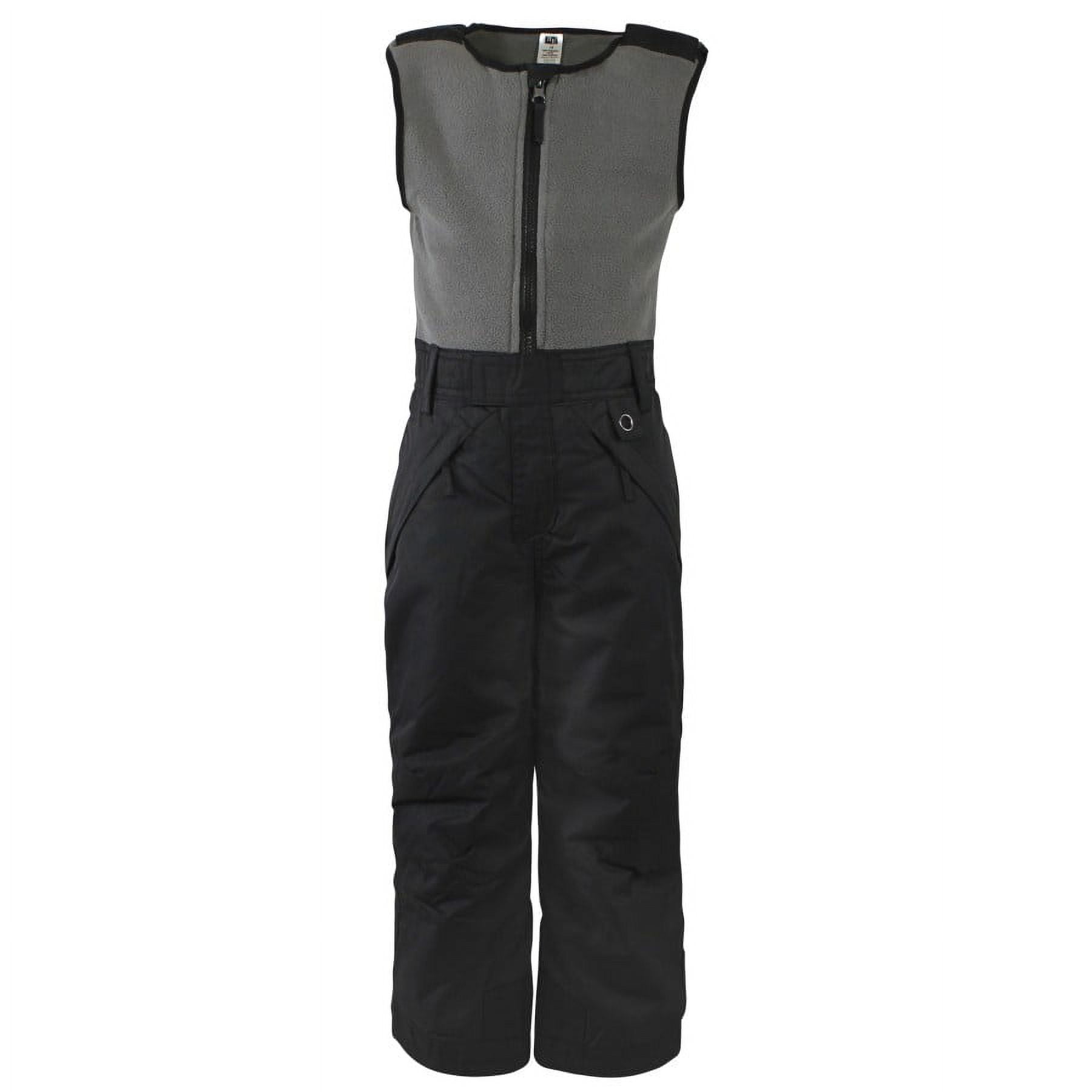 Hudson Baby Unisex Snow Bib Overalls with Fleece Top, Black Charcoal, X-Large