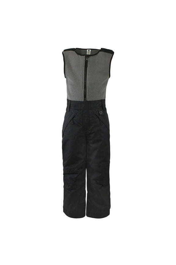 Unisex Snow Bib Overalls with Fleece Top, Black Charcoal, X-Large