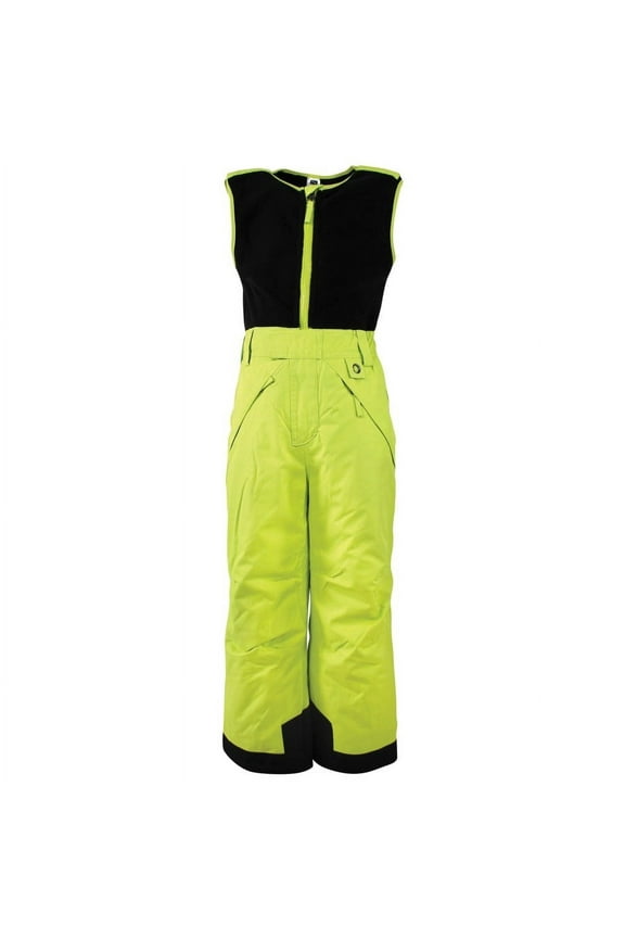 Unisex Snow Bib Overalls with Fleece Top, Lime, 4 Toddler