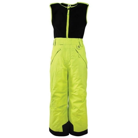 Hudson Baby Unisex Snow Bib Overalls with Fleece Top, Lime, Large