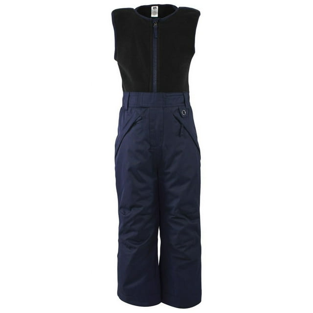 Hudson Baby Unisex Snow Bib Overalls with Fleece Top, Navy, 2 Toddler