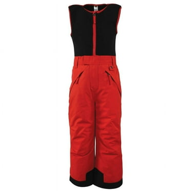 Hudson Baby Unisex Snow Bib Overalls with Fleece Top, Red, 2 Toddler