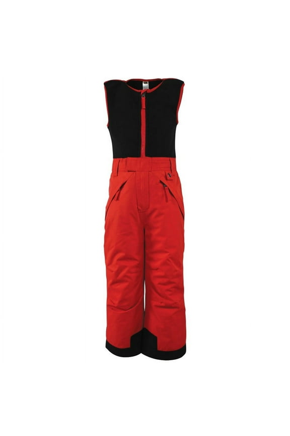Unisex Snow Bib Overalls with Fleece Top, Red, 3 Toddler