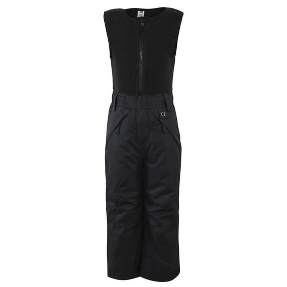 Hudson Baby Unisex Snow Bib Overalls with Fleece Top, Solid Black, Large