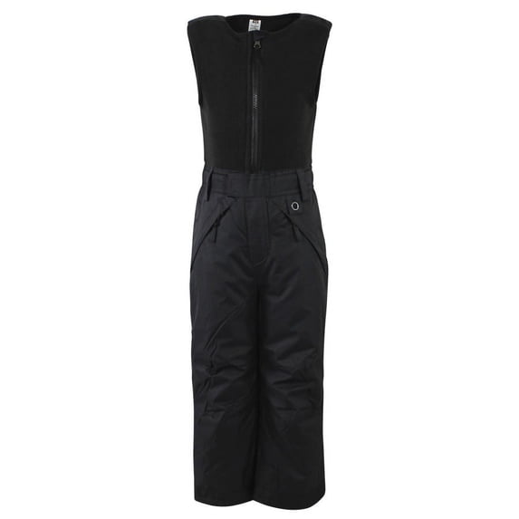 Hudson Baby Unisex Snow Bib Overalls with Fleece Top, Solid Black, Small