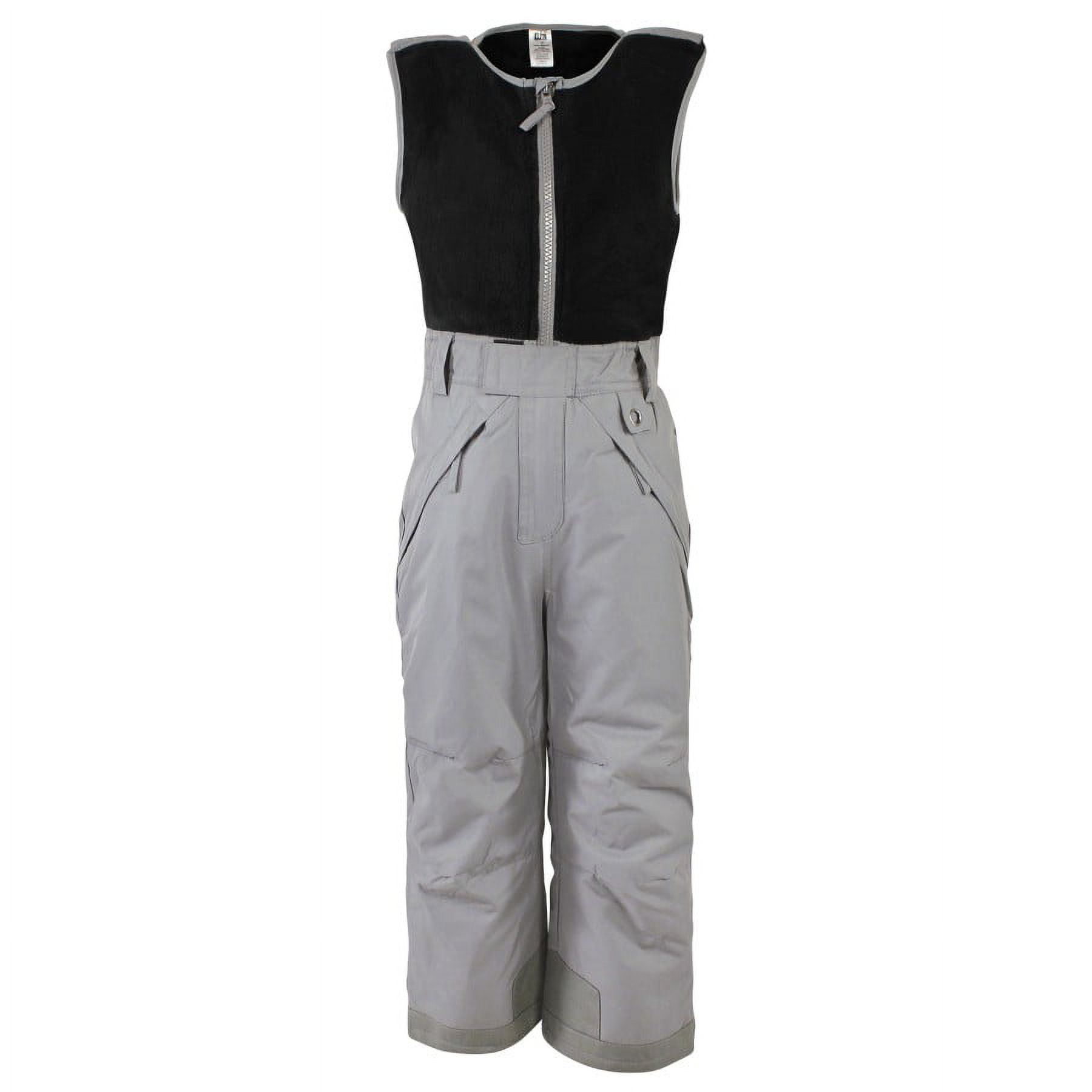 Hudson Baby Unisex Snow Bib Overalls with Fleece Top, Solid Charcoal, Small