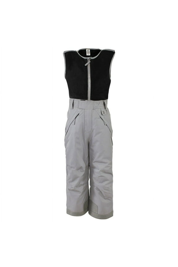 Unisex Snow Bib Overalls with Fleece Top, Solid Charcoal, X-Small