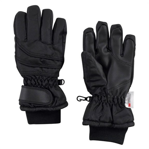 Hudson Baby Unisex Snow Gloves, Black, 10-12 Years