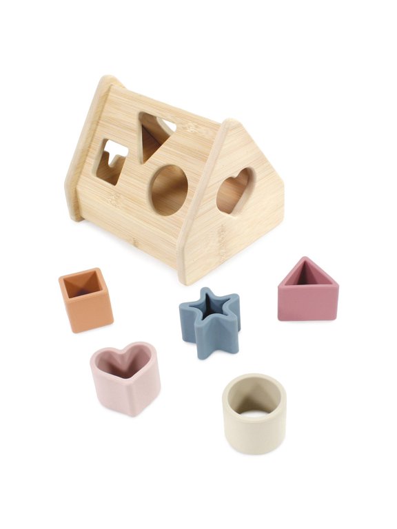 Wood and Silicone Shape Sorter Toy, Multicolor, One Size