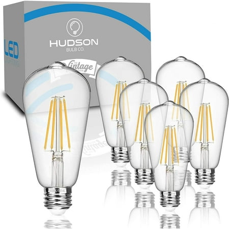 Hudson Bulb LED 6W Daylight White Edison Light Bulbs, Energy Saving (6 Pack)