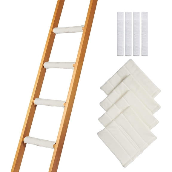 Hudson Comfort Bunk Bed Ladder Pads - Soft Brushed Fabric for Foot Comfort with Anti Slip Dots on Bottom - Strong Velcro and Adjustable Straps for a Tight Wrap - 10x10 Inch (Set of 4)