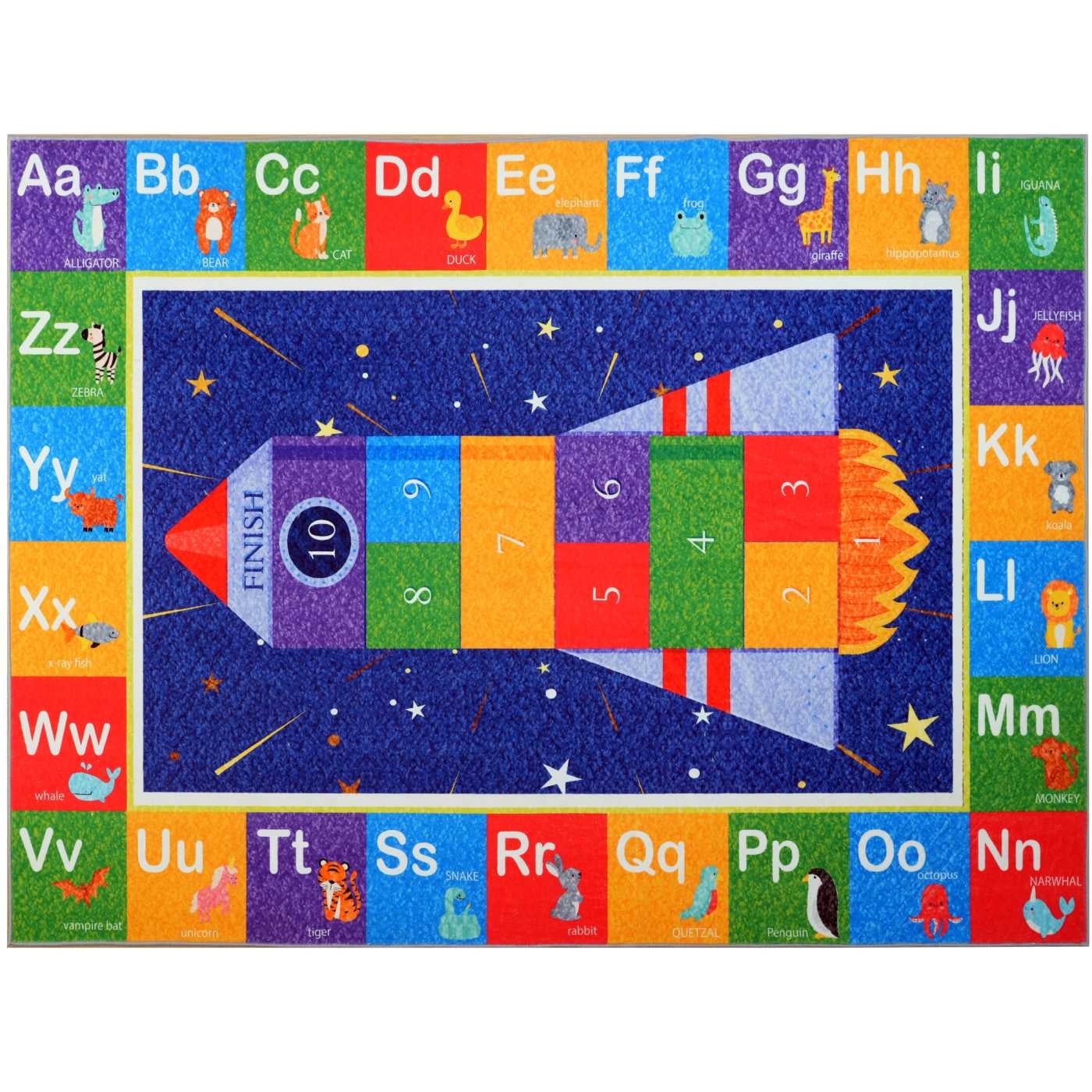 Fun Square Kids Rug Hudson Comfort Classroom Rug 9x12, Educational Rug for Elementary ...