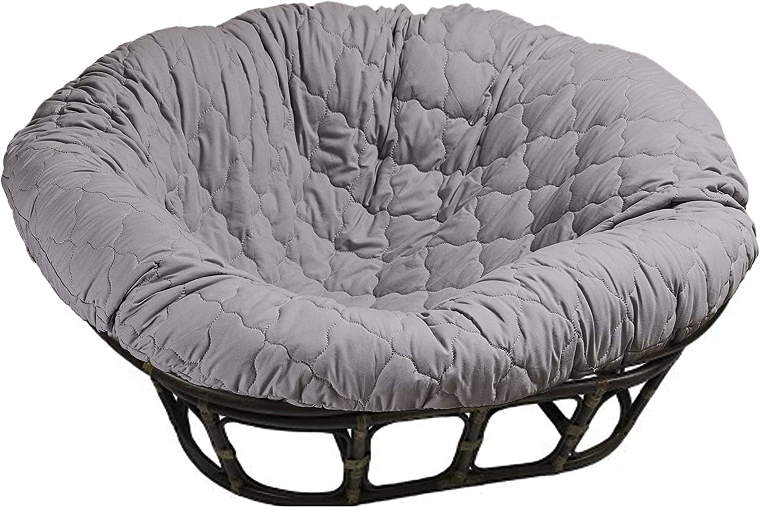 Hudson Comfort Double Papasan Cushion Cover Quilted Shape Soft Microfiber Fabric Zippered Papasan Cushion Cover Only Gray Double 49x67x7 Inch
