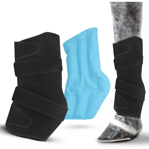 Hudson Comfort Horse Ice Boots Cooling Horse Ice Pack Wrap for Knee, Hock, Ankle, Hooves Injury Hot and Cold Therapy Horse Leg Wraps Full Coverage Cold Packs - Includes 1 Wrap + 2 Gel Packs