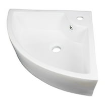 Hudson Countertop Corner Bathroom Vessel Sink White 25 7/8" W Triangular Bowl w/Overflow and Single Faucet Hole Heavy Duty Porcelain Above Counter Vanity Wash Basin Sink| Renovators Supply