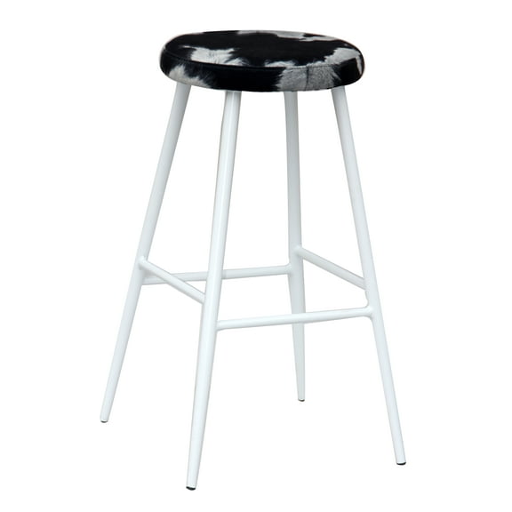 Hudson Cow Print Lowfur Backless Barstool, 2 Pack