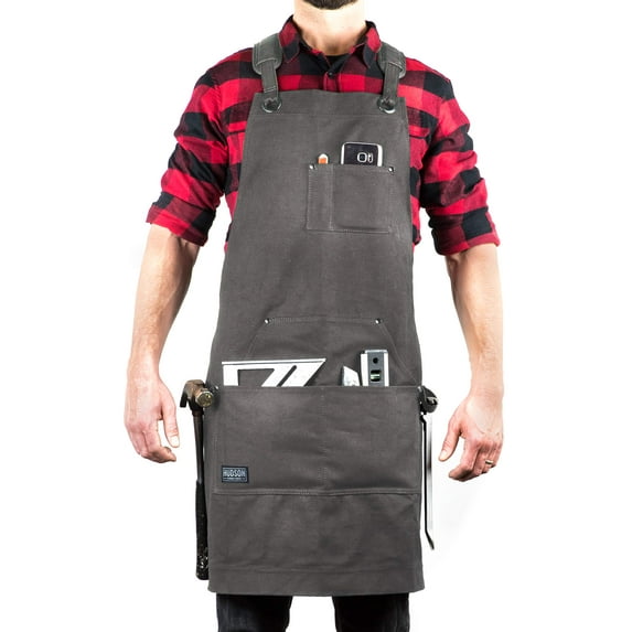 Hudson Durable Goods - Deluxe Edition (Grey) - Waxed Canvas Tool Apron