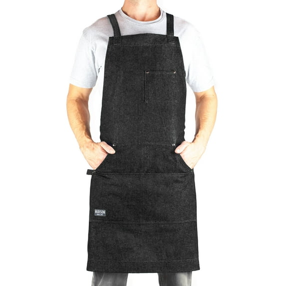 Hudson Durable Goods - Professional Grade Chef Apron for Kitchen, BBQ & Grill – Black Denim