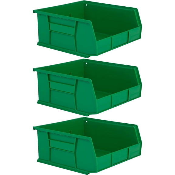 Hudson Exchange 11" x 11" x 5" (3 Pack) Plastic Stackable Storage Bin and Hanging Container, Green