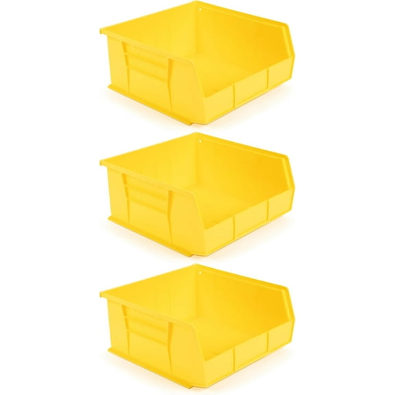 Hudson Exchange 11" x 11" x 5" (3 Pack) Plastic Stackable Storage Bin and Hanging Container, Yellow