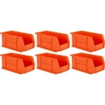 thumbnail image 1 of Hudson Exchange 11" x 5-1/2" x 5" (6 Pack) Plastic Stackable Storage Bin and Hanging Container, Orange, 1 of 3