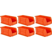 Hudson Exchange 11 x 5-1/2 x 5 6 Pack Plastic Stackable Storage Bin and Hanging Container, Orange