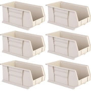 Hudson Exchange 15 x 8 x 7 6 Pack Plastic Stackable Storage Bin and Hanging Container, Stone