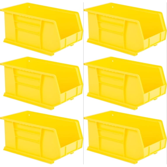Hudson Exchange 15" x 8" x 7" (6 Pack) Plastic Stackable Storage Bin and Hanging Container, Yellow