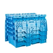 Hudson Exchange 19.6 x 11.6 x 7.3  3.7 Gallon, 5 Pack Storage Tote Distribution Container with Hinged Attached Lid, Blue