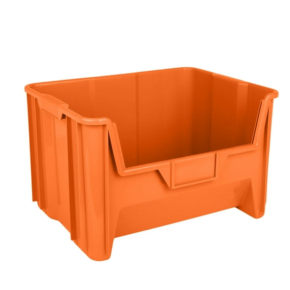 Hudson Exchange 20" x 15" x 12.5" (3 Pack) Plastic Giant Stackable Hopper Bin Container, Orange