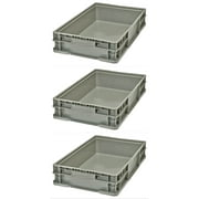 Hudson Exchange 24 x 15 x 5 5.2 Gallon, 3 Pack Straight Wall Handled Storage Container Tote, Gray/Brown