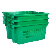 Hudson Exchange 24 x 20 x 11 13.5 Gallon, 3 Pack Agricultural Nest and Stack Vented Crate Handled Storage Container Tote, Green