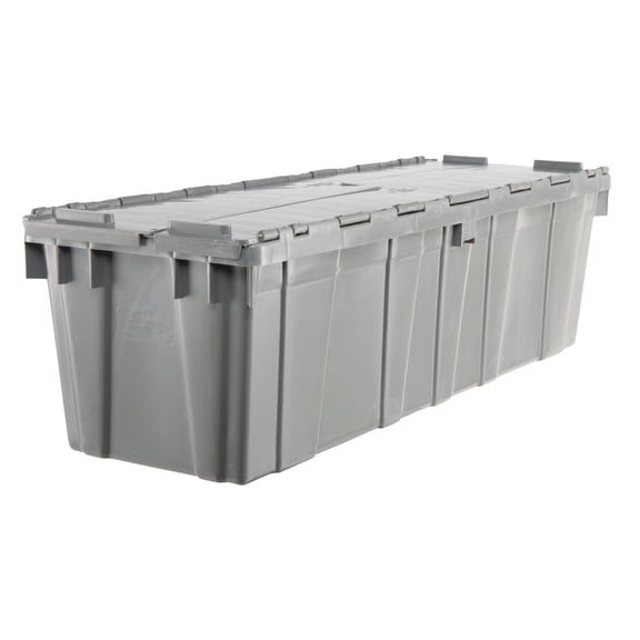 Hudson Exchange 39.3 x 14 x 12" (2 Pack, 24.7 Gallon) Storage Tote Distribution Container with Hinged Attached Lid, Gray