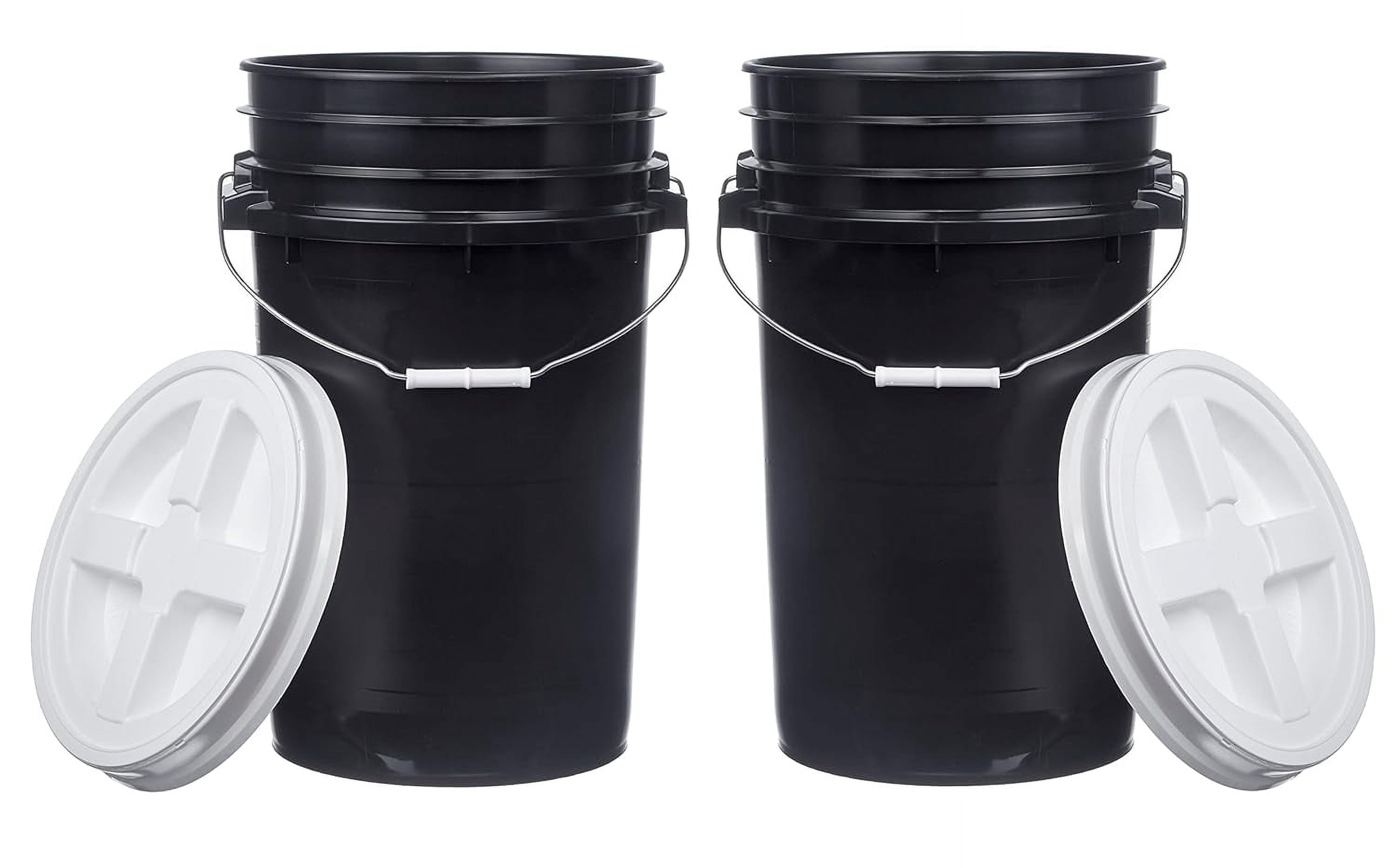 Hudson Exchange 7 Gallon Buckets With Gamma Seal Lids (5 Pack) - Food Grade HDPE, BPA Free, White